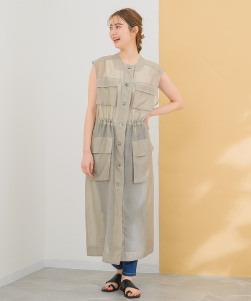 KATHARINE ROSS（キャサリンロス）の「【KATHARINE ROSS】シアワークジレ（ノーカラージャケット・レディース・ベージュ/ブラック・MEDIUM）」の15枚目の写真