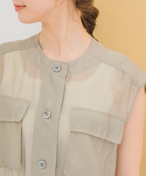 KATHARINE ROSS（キャサリンロス）の「【KATHARINE ROSS】シアワークジレ（ノーカラージャケット・レディース・ベージュ/ブラック・MEDIUM）」の19枚目の写真