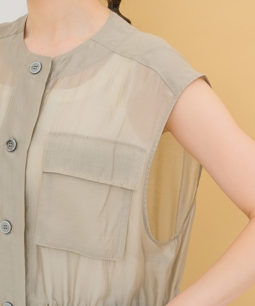 KATHARINE ROSS（キャサリンロス）の「【KATHARINE ROSS】シアワークジレ（ノーカラージャケット・レディース・ベージュ/ブラック・MEDIUM）」の20枚目の写真