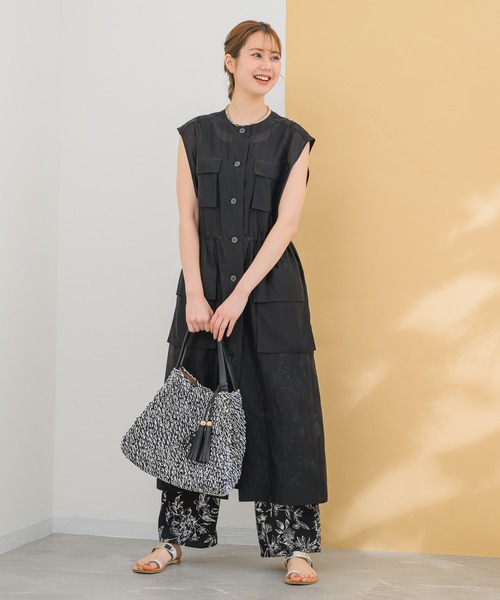 KATHARINE ROSS（キャサリンロス）の「【KATHARINE ROSS】シアワークジレ（ノーカラージャケット・レディース・ベージュ/ブラック・MEDIUM）」の3枚目の写真