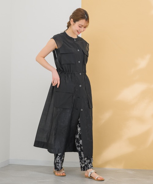 KATHARINE ROSS（キャサリンロス）の「【KATHARINE ROSS】シアワークジレ（ノーカラージャケット・レディース・ベージュ/ブラック・MEDIUM）」の4枚目の写真