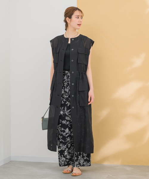 KATHARINE ROSS（キャサリンロス）の「【KATHARINE ROSS】シアワークジレ（ノーカラージャケット・レディース・ベージュ/ブラック・MEDIUM）」の5枚目の写真