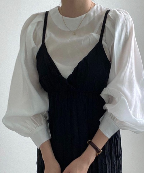 Anss.me(アンスミー)の「【Anss.me】ショルダータックボリュームスリーブブラウス(シャツ/ブラウス・レディース・ブラック/ホワイト/ライトグレー・FREE)」の5枚目の写真
