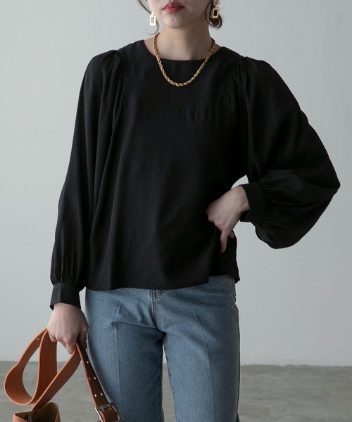 Anss.me(アンスミー)の「【Anss.me】ショルダータックボリュームスリーブブラウス(シャツ/ブラウス・レディース・ブラック/ホワイト/ライトグレー・FREE)」の22枚目の写真