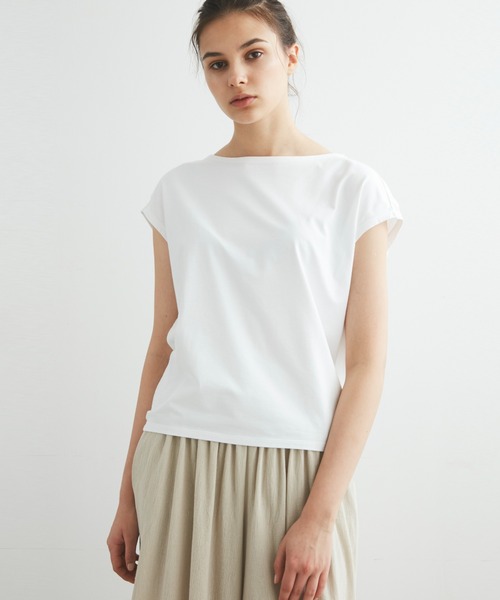 three dots(スリードッツ)の「パウダリーコットン フレンチタンク【吸水速乾・UVカット】(Tシャツ/カットソー・レディース・ホワイト/ブラック/ライトグレー/ネイビー系・SMALL/X-SMALL)」の10枚目の写真