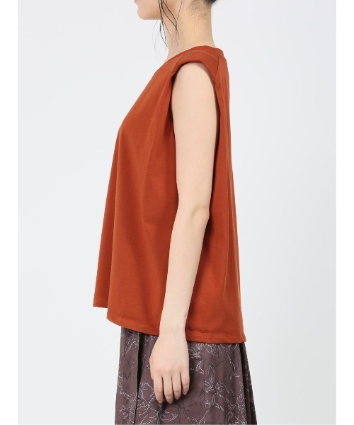 m.f.editorial（エムエフエディトリアル）の「m.f.エディトリアル レディース コットン ノースリーブ Tシャツ（Tシャツ/カットソー・レディース・レンガ/ベージュ/ホワイト・FREE）」の12枚目の写真