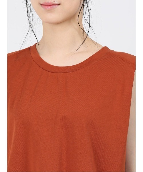 m.f.editorial（エムエフエディトリアル）の「m.f.エディトリアル レディース コットン ノースリーブ Tシャツ（Tシャツ/カットソー・レディース・レンガ/ベージュ/ホワイト・FREE）」の5枚目の写真
