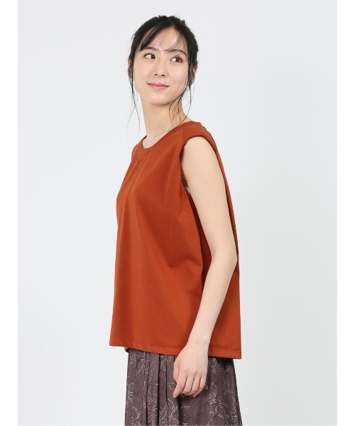 m.f.editorial（エムエフエディトリアル）の「m.f.エディトリアル レディース コットン ノースリーブ Tシャツ（Tシャツ/カットソー・レディース・レンガ/ベージュ/ホワイト・FREE）」の7枚目の写真