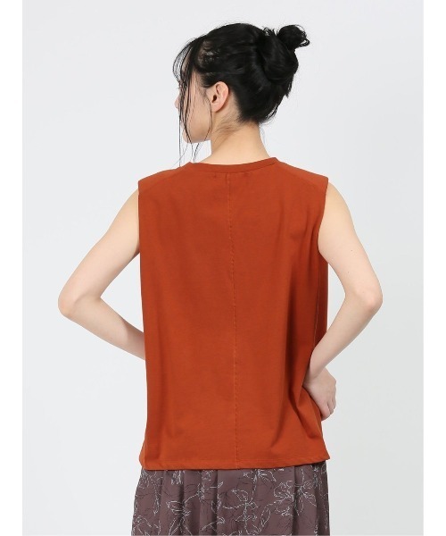 m.f.editorial（エムエフエディトリアル）の「m.f.エディトリアル レディース コットン ノースリーブ Tシャツ（Tシャツ/カットソー・レディース・レンガ/ベージュ/ホワイト・FREE）」の8枚目の写真