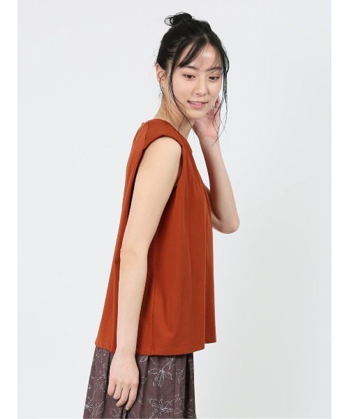 m.f.editorial（エムエフエディトリアル）の「m.f.エディトリアル レディース コットン ノースリーブ Tシャツ（Tシャツ/カットソー・レディース・レンガ/ベージュ/ホワイト・FREE）」の9枚目の写真