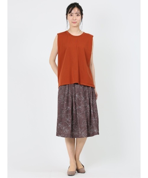 m.f.editorial（エムエフエディトリアル）の「m.f.エディトリアル レディース コットン ノースリーブ Tシャツ（Tシャツ/カットソー・レディース・レンガ/ベージュ/ホワイト・FREE）」の10枚目の写真