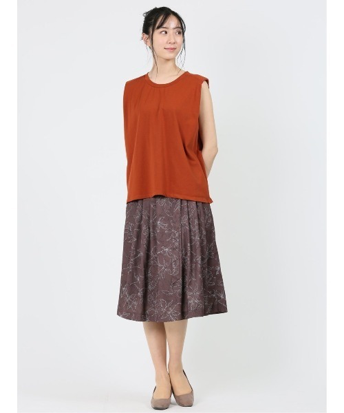 m.f.editorial（エムエフエディトリアル）の「m.f.エディトリアル レディース コットン ノースリーブ Tシャツ（Tシャツ/カットソー・レディース・レンガ/ベージュ/ホワイト・FREE）」の11枚目の写真