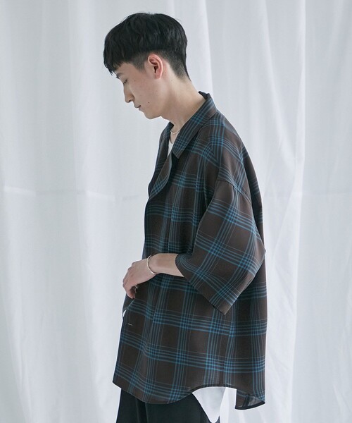 PUBLIC TOKYO(パブリックトウキョウ)の「【セットアップ対応】イージーウールセミオープンシャツ(シャツ/ブラウス・メンズ・ダークグレー/グリーン/ブラウン/ブルー・1/2/3)」の18枚目の写真