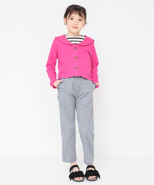 BRANSHES（ブランシェス）の「【接触冷感】セーラー衿カーディガン（カーディガン/ボレロ・キッズ・オフホワイト/ピンク・100/130/140/90/120/150/110）」の5枚目の写真