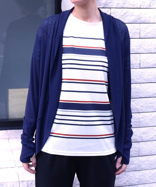 FILA(フィラ)の「【FILA】2枚組 ライトカーディガン + ボーダー半袖Tシャツ(カーディガンインナーセット)(アンサンブル・レディース・ライラック/ブラック/ミント/ネイビー/ライトグレー・L/LL/M/3L/S)」の2枚目の写真