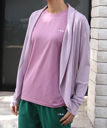 【FILA】2枚組 ライトカーディガン + ボーダー半袖Tシャツ(カーディガンインナーセット)