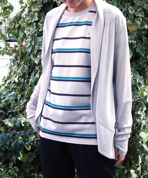 FILA(フィラ)の「【FILA】2枚組 ライトカーディガン + ボーダー半袖Tシャツ(カーディガンインナーセット)(アンサンブル・レディース・ライラック/ブラック/ミント/ネイビー/ライトグレー・L/LL/M/3L/S)」の4枚目の写真