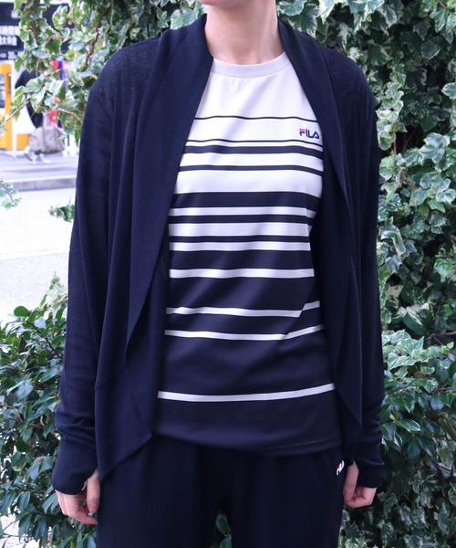 FILA(フィラ)の「【FILA】2枚組 ライトカーディガン + ボーダー半袖Tシャツ(カーディガンインナーセット)(アンサンブル・レディース・ライラック/ブラック/ミント/ネイビー/ライトグレー・L/LL/M/3L/S)」の3枚目の写真