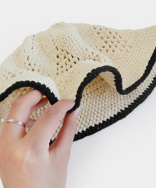 minia(ミニア)の「カラーエッジかぎ針編みハット(ハット・レディース・ブラック/アイボリー/オレンジ系/グリーン・FREE)」の19枚目の写真