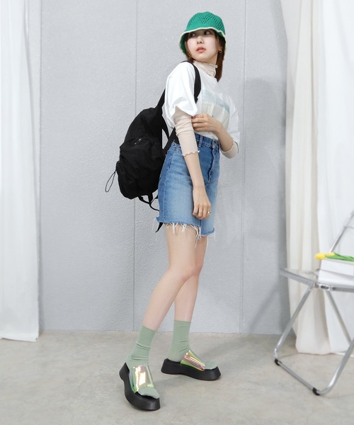 minia(ミニア)の「カラーエッジかぎ針編みハット(ハット・レディース・ブラック/アイボリー/オレンジ系/グリーン・FREE)」の17枚目の写真