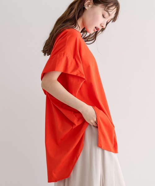 AMERICAN HOLIC（アメリカンホリック）の「キレイCottonボックスシルエットカットチュニック（チュニック・レディース・ブラック/チャコールグレー/オレンジ/オフホワイト/グレイッシュベージュ・M/L）」の5枚目の写真