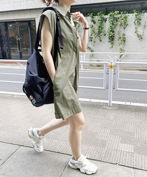 Spick & Span（スピックアンドスパン）の「コットンリネンハーフコンビネゾン（つなぎ/オールインワン・レディース・カーキ/その他9・FREE）」の4枚目の写真