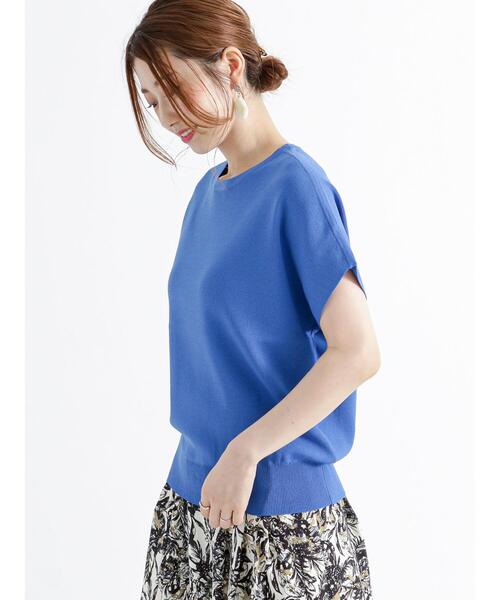 Te chichi（テチチ）の「フレンチスリーブニット【接触冷感】（ニット/セーター・レディース・ブラウン/ブルー/ブラック/イエロー・F）」の10枚目の写真