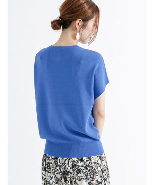 Te chichi（テチチ）の「フレンチスリーブニット【接触冷感】（ニット/セーター・レディース・ブラウン/ブルー/ブラック/イエロー・F）」の12枚目の写真