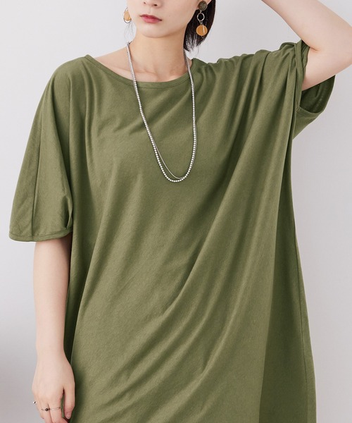 Fashion Letter(ファッションレター)の「【M-5L】5分袖アシメプルオーバー(チュニック・レディース・チャコールグレー/カーキ/ブラック/ホワイト・M~L/LL~3L/4L~5L)」の10枚目の写真