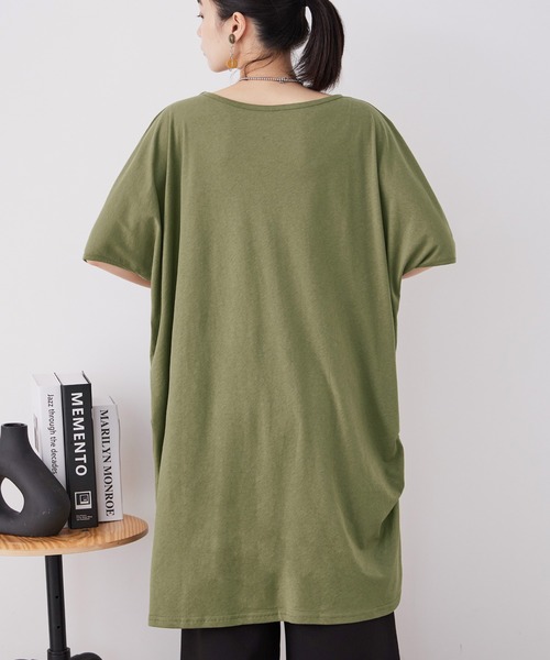 Fashion Letter(ファッションレター)の「【M-5L】5分袖アシメプルオーバー(チュニック・レディース・チャコールグレー/カーキ/ブラック/ホワイト・M~L/LL~3L/4L~5L)」の20枚目の写真