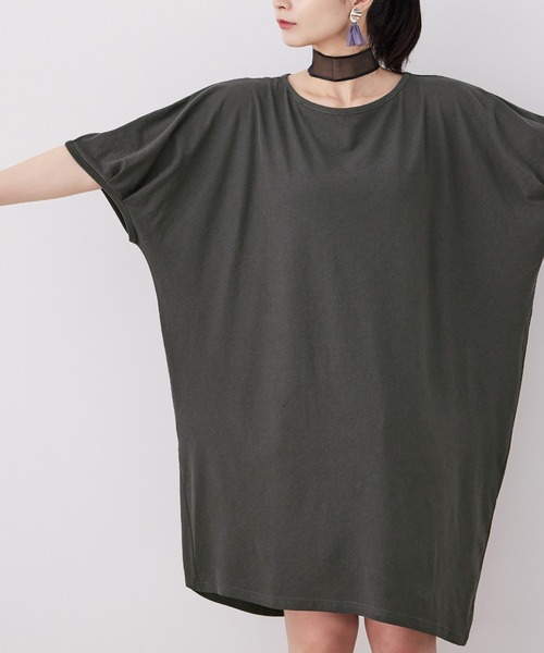 Fashion Letter(ファッションレター)の「【M-5L】5分袖アシメプルオーバー(チュニック・レディース・チャコールグレー/カーキ/ブラック/ホワイト・M~L/LL~3L/4L~5L)」の11枚目の写真
