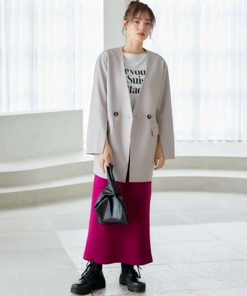 miclat（ミクラ）の「大きいサイズ　袖スリットノーカラージャケット　miclat（ノーカラージャケット・レディース・ライトグレー/ブラック・L/LL/3L/4L/5L）」の19枚目の写真