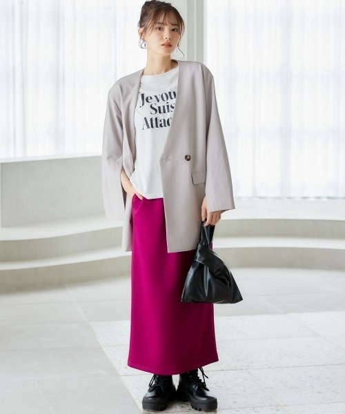 miclat（ミクラ）の「大きいサイズ　袖スリットノーカラージャケット　miclat（ノーカラージャケット・レディース・ライトグレー/ブラック・L/LL/3L/4L/5L）」の6枚目の写真