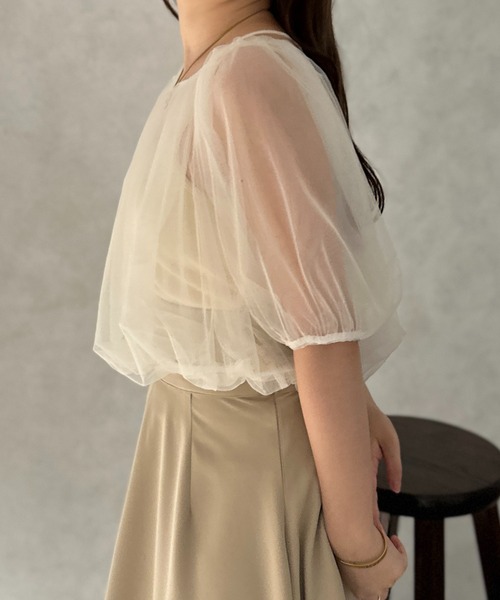 apres jour clair(アプレジュールクレア)の「【apres jour clair】2WAYチュールブラウス【ZOZOTOWN限定アイテム】(Tシャツ/カットソー・レディース・ブラウン系その他/アイボリー/ブラック・フリー/X-LARGE)」の11枚目の写真