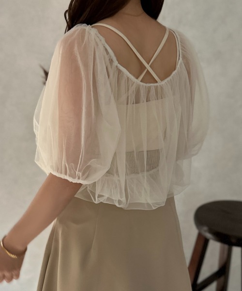 apres jour clair(アプレジュールクレア)の「【apres jour clair】2WAYチュールブラウス【ZOZOTOWN限定アイテム】(Tシャツ/カットソー・レディース・ブラウン系その他/アイボリー/ブラック・フリー/X-LARGE)」の13枚目の写真