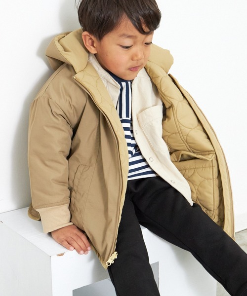 MAKE YOUR DAY（メイクユアデイ）の「リバーシブルドットキルトコート■80～140cm（ダウンジャケット/コート・キッズ・ベージュ/アイボリー/カーキ・100/110/120/130/140/90/80）」の5枚目の写真