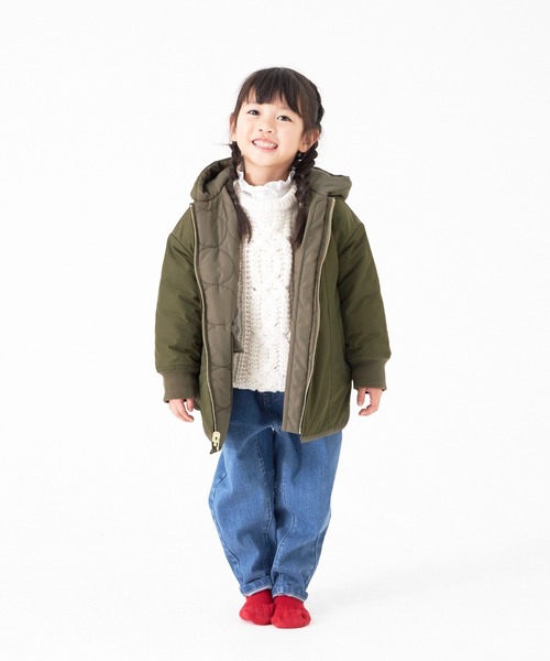 MAKE YOUR DAY（メイクユアデイ）の「リバーシブルドットキルトコート■80～140cm（ダウンジャケット/コート・キッズ・ベージュ/アイボリー/カーキ・100/110/120/130/140/90/80）」の11枚目の写真