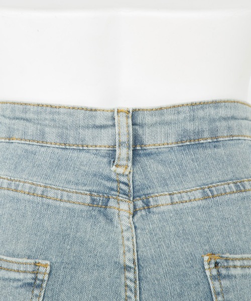 セール】脚ビジュー魅せストレッチスキニーデニムパンツ（デニム