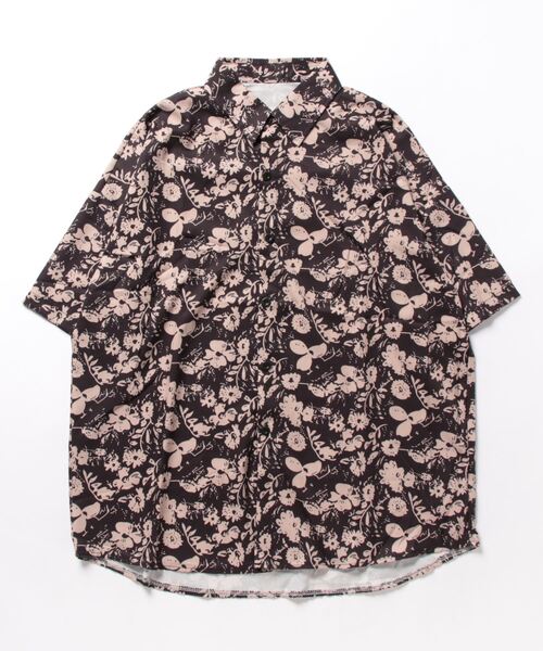 Lohen ローヘン　 FISHTAIL SHIRT 半袖オーバーサイズシャツ セール】オーバーサイズプリント半袖シャツ（シャツ/ブラウス