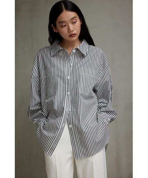 AZUL by moussy（アズールバイマウジー）の「リラテックコットンルーズシャツ（シャツ/ブラウス・レディース・オフホワイト/ブラック系その他/イエロー系その他・SMALL/MEDIUM）」の14枚目の写真