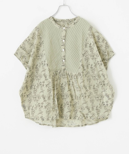 CUBE SUGAR(キューブシュガー)の「フラワープリントピンタックプルオーバーブラウス(シャツ/ブラウス・レディース・ブラック/ベージュ/オレンジ/グリーン・M)」の19枚目の写真