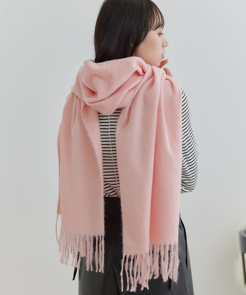 VIS（ビス）の「【リサイクルポリ】なめらかタッチ無地マフラー（マフラー・レディース・ブラック/ライトグレー/オフホワイト/ベージュ/ピンク系その他2/サックスブルー・FREE）」の18枚目の写真