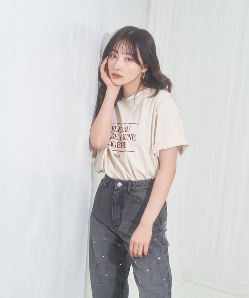 ANDGEEBEE（アンジービー）の「UNISEX メッセージエンブロイダリーT（Tシャツ/カットソー・レディース・ブルー/ベージュ・X-LARGE）」の3枚目の写真