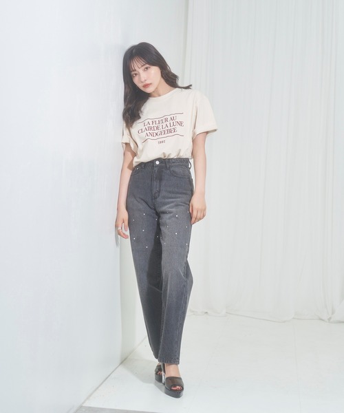 ANDGEEBEE（アンジービー）の「UNISEX メッセージエンブロイダリーT（Tシャツ/カットソー・レディース・ブルー/ベージュ・X-LARGE）」の5枚目の写真