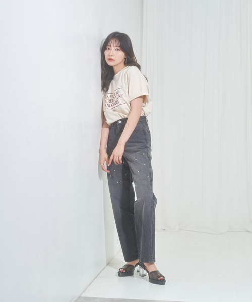 ANDGEEBEE（アンジービー）の「UNISEX メッセージエンブロイダリーT（Tシャツ/カットソー・レディース・ブルー/ベージュ・X-LARGE）」の6枚目の写真