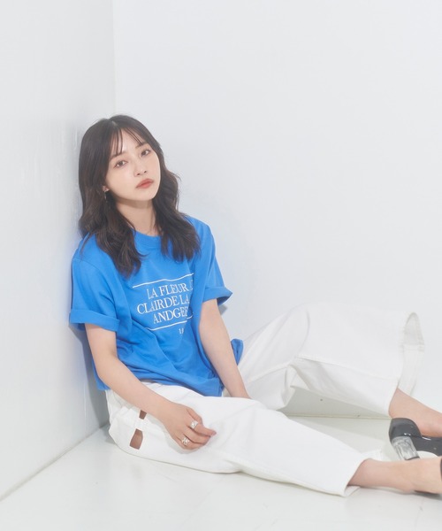 ANDGEEBEE（アンジービー）の「UNISEX メッセージエンブロイダリーT（Tシャツ/カットソー・レディース・ブルー/ベージュ・X-LARGE）」の10枚目の写真