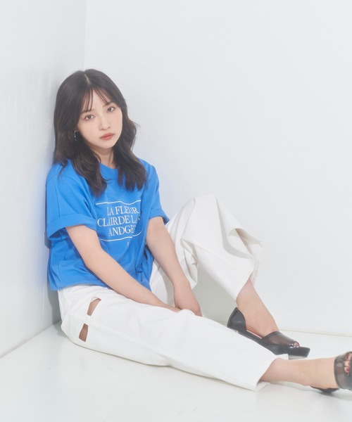 ANDGEEBEE（アンジービー）の「UNISEX メッセージエンブロイダリーT（Tシャツ/カットソー・レディース・ブルー/ベージュ・X-LARGE）」の11枚目の写真