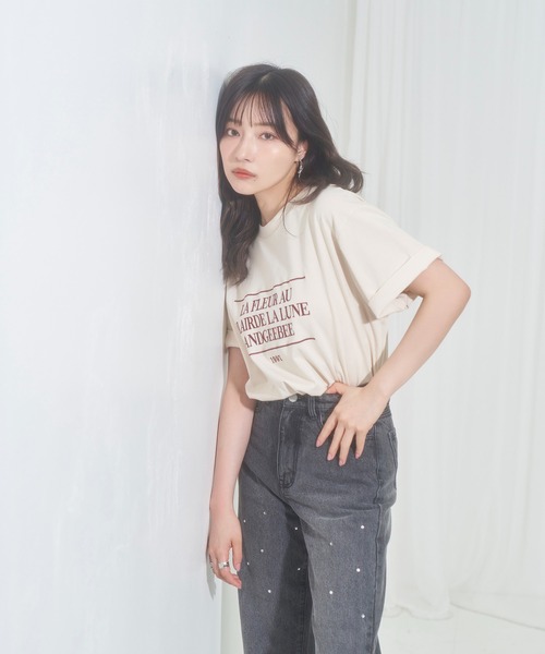 ANDGEEBEE（アンジービー）の「UNISEX メッセージエンブロイダリーT（Tシャツ/カットソー・レディース・ブルー/ベージュ・X-LARGE）」の16枚目の写真