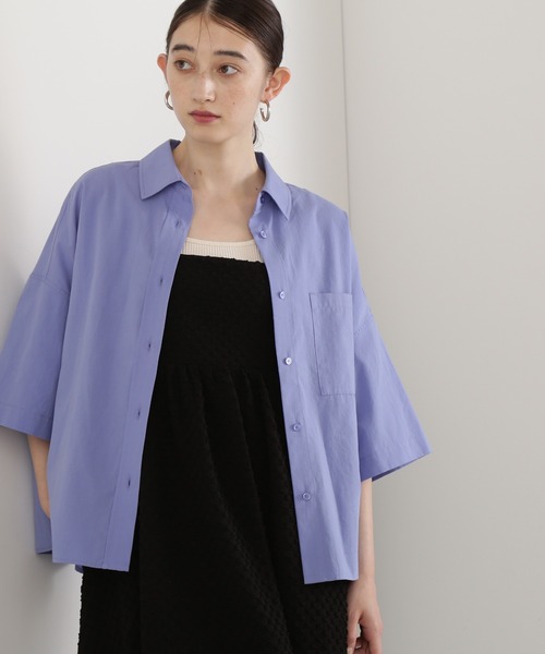 N.（N. Natural Beauty Basic）（エヌエヌナチュラルビューティーベーシック）の「◆コットンハーフスリーブシャツ（シャツ/ブラウス・レディース・ホワイト/モカ/ブルー・MEDIUM）」の3枚目の写真