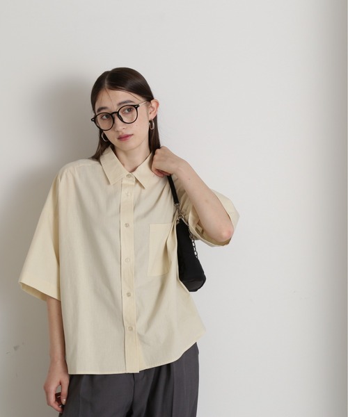 N.（N. Natural Beauty Basic）（エヌエヌナチュラルビューティーベーシック）の「◆コットンハーフスリーブシャツ（シャツ/ブラウス・レディース・ホワイト/モカ/ブルー・MEDIUM）」の4枚目の写真